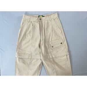 Cabela's Vintage Thick Cotton Canvas Pleated Convertible Cargo Hiking Pants 9-10